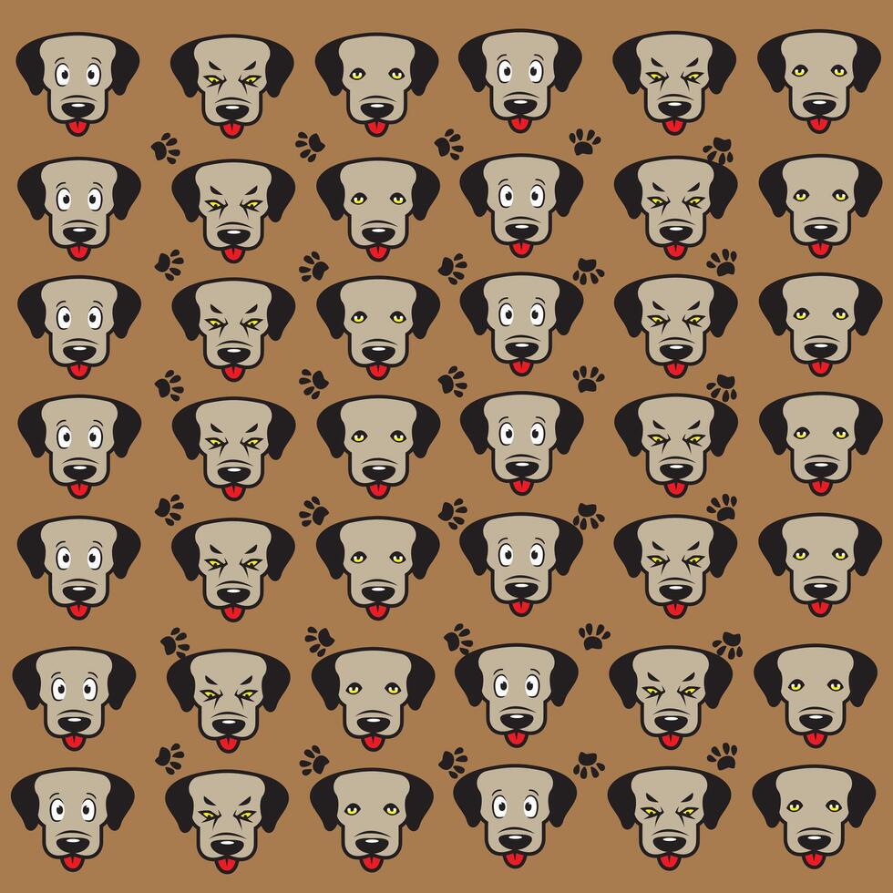 expression angry and cute dog with paw as a pattern vector