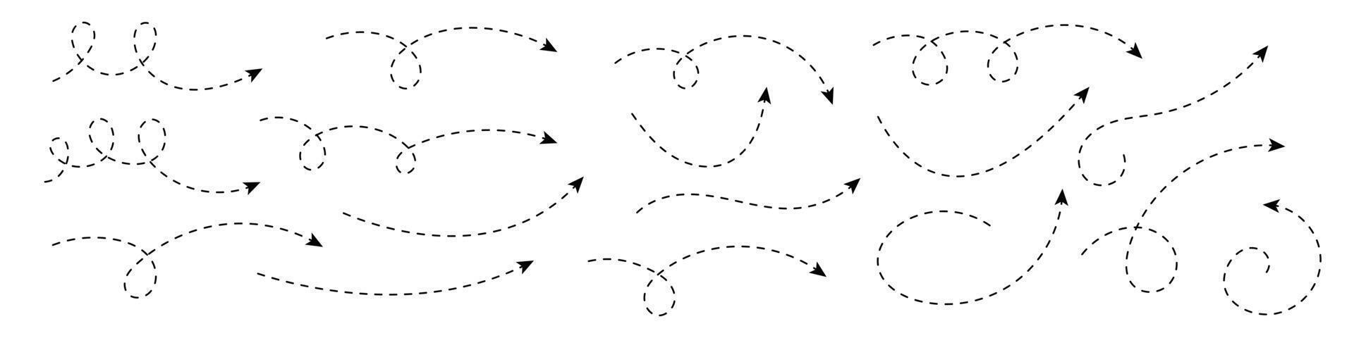 Curved dotted arrow. Zigzag arrow stripes design with dotted lines. vector