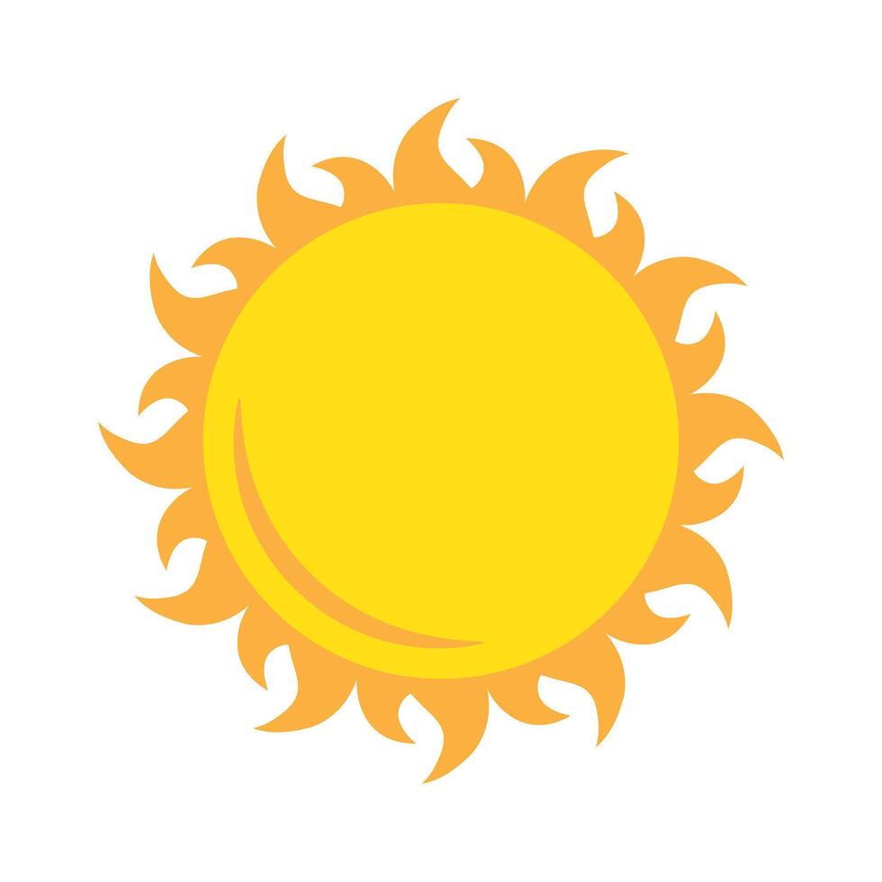 Sun icon in flat style, flat yellow sun. vector