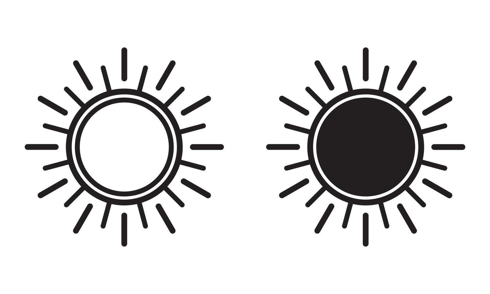 Sun icon, sun symbol, black icons isolated on white. vector