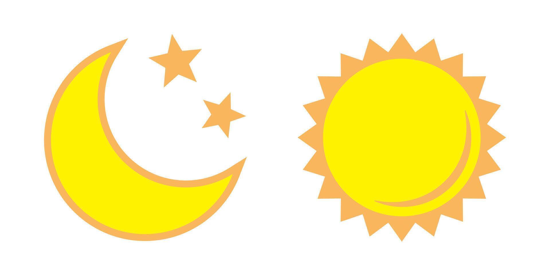 Moon with stars and sun flat icon, night and day icon. vector