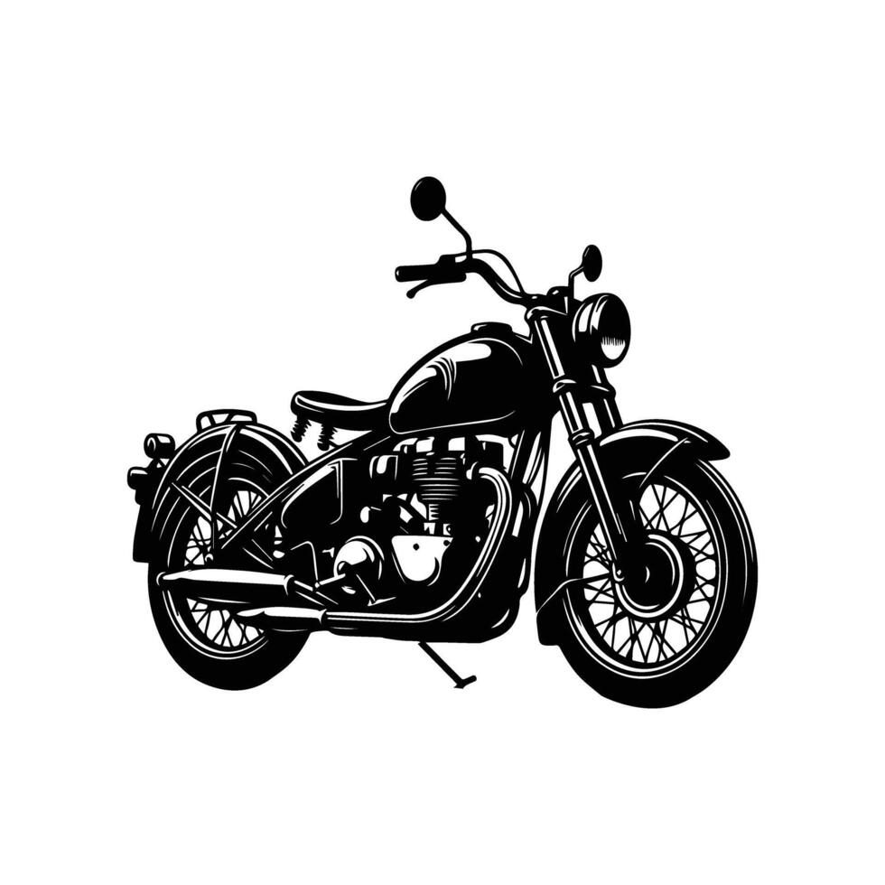 Black and white illustration of a motorcycle vector