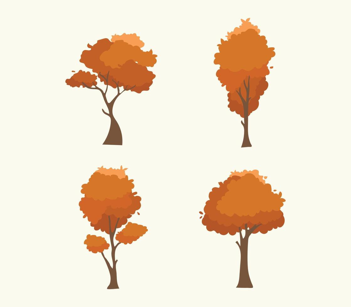 Collection of autumn tree illustrations vector
