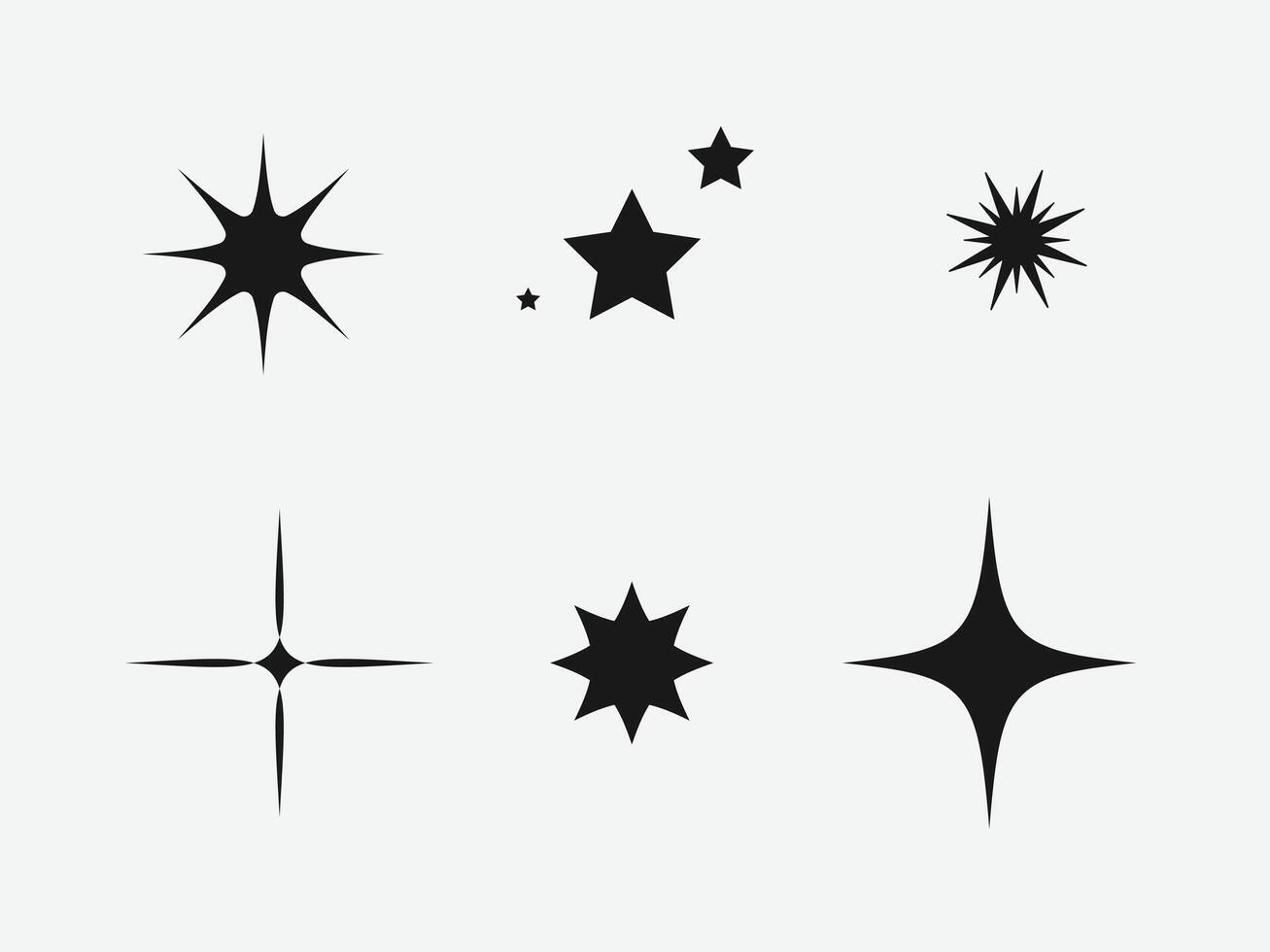 Set of blinking stars, sparks and sparkles vector