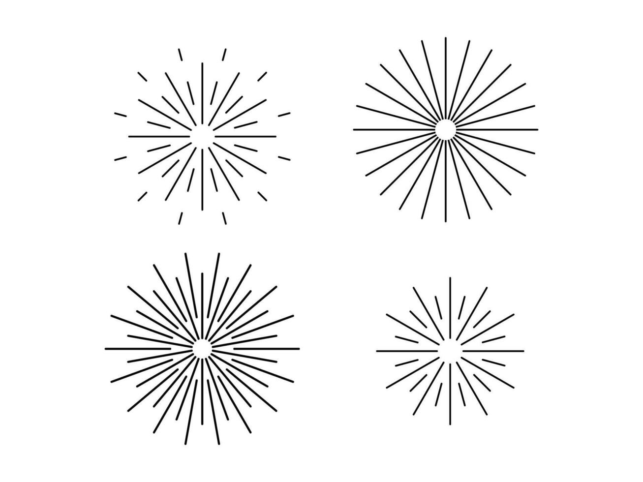 Fireworks icons. Set of 4 geometric shape vector