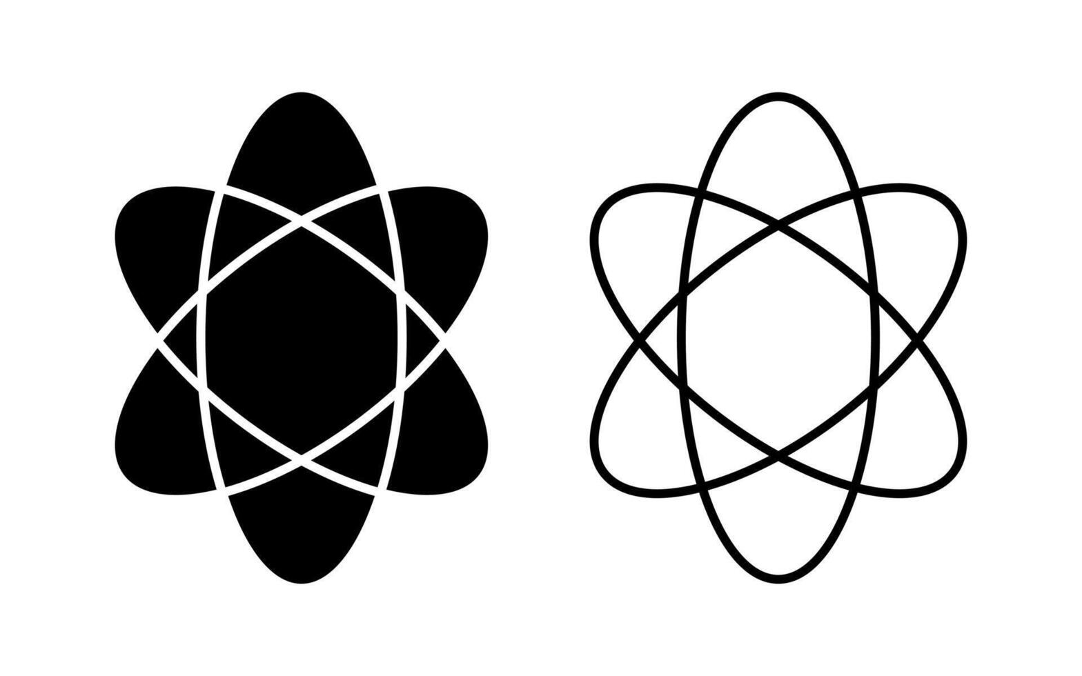 Atom or physics icon with line and filled. Science symbol vector