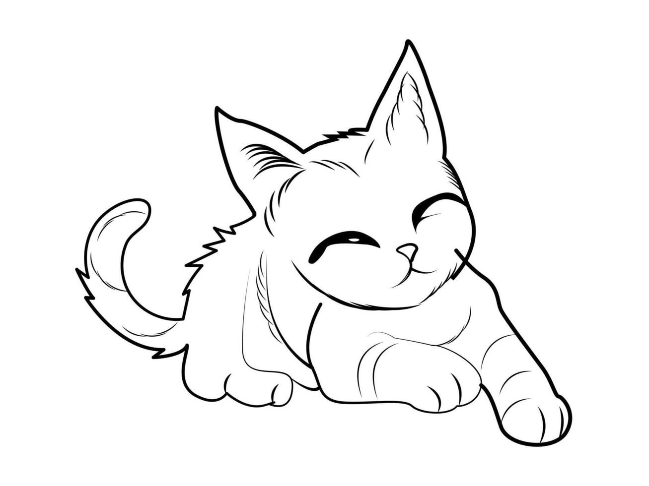 Cute Kitten coloring page for kids vector