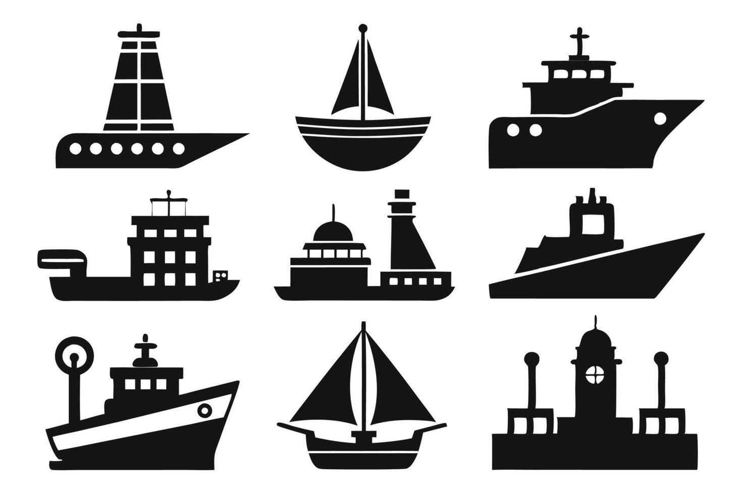 Ship and Boat Icon Set vector