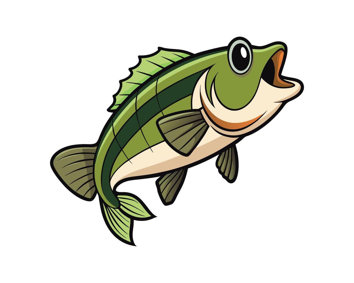 Bass fish silhouette art vector
