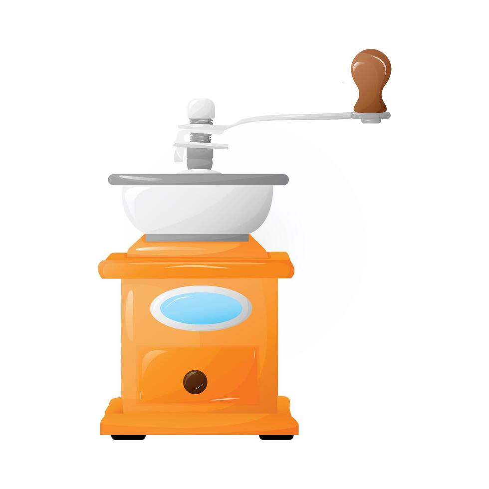 Classic coffee grinder. Burr mill for coffee beans, seasoning, spices. EPS 10 vector