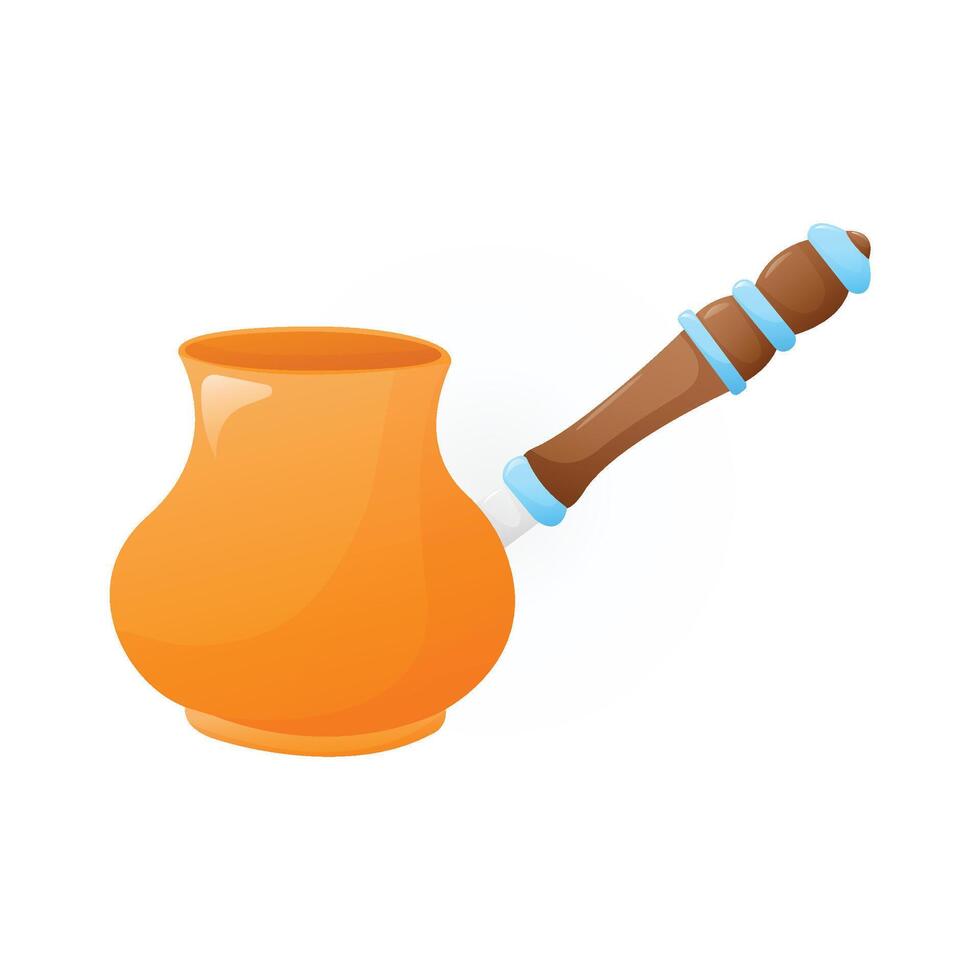 Cezve or ibrik for brewing coffee on the dark background. Coffee brewing methods, Turkish coffee concept. EPS 10 vector