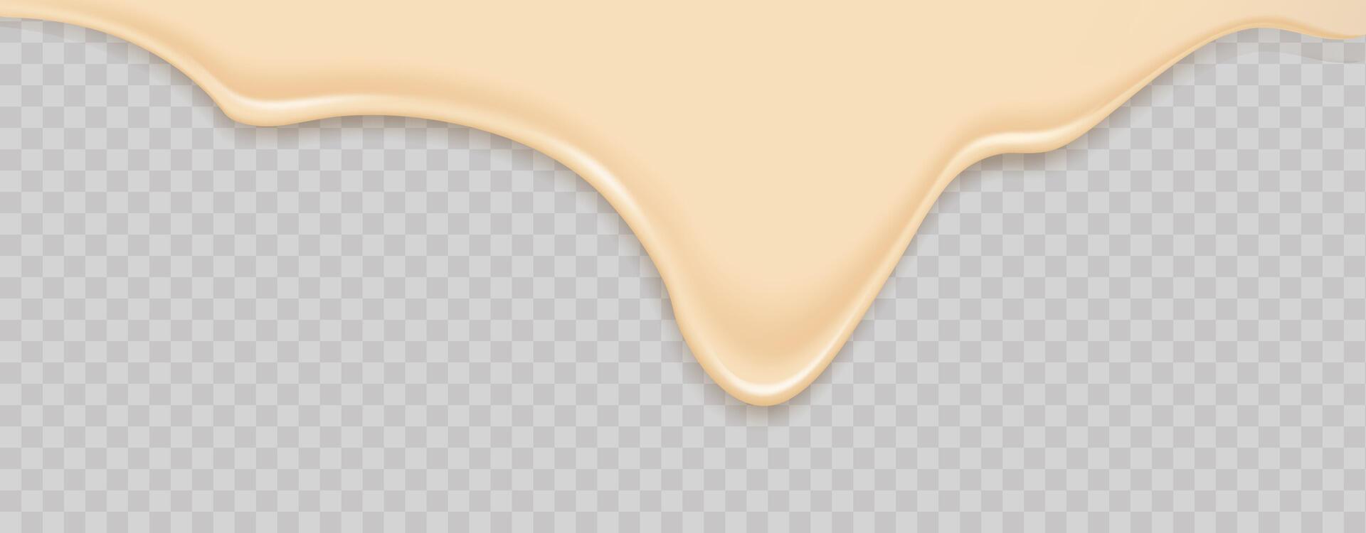 Realistic drawing of dripping sauce or mayonnaise. vector