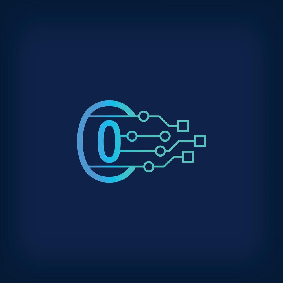 Unique digital 0 number sign logo. Creative corporate technical, digital and connection logo template. vector