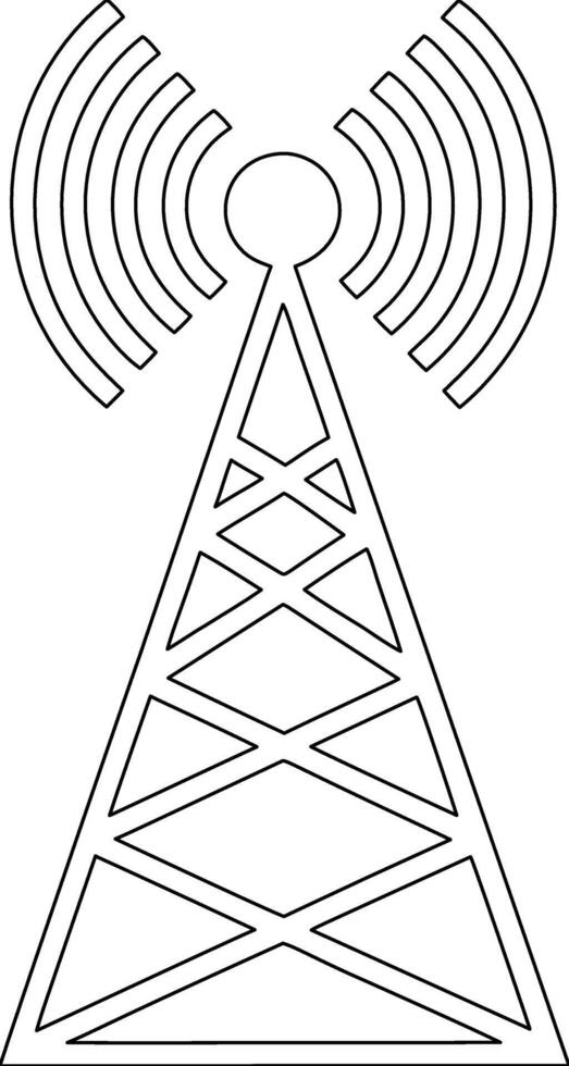 A radio tower with a radio antenna coloring page vector