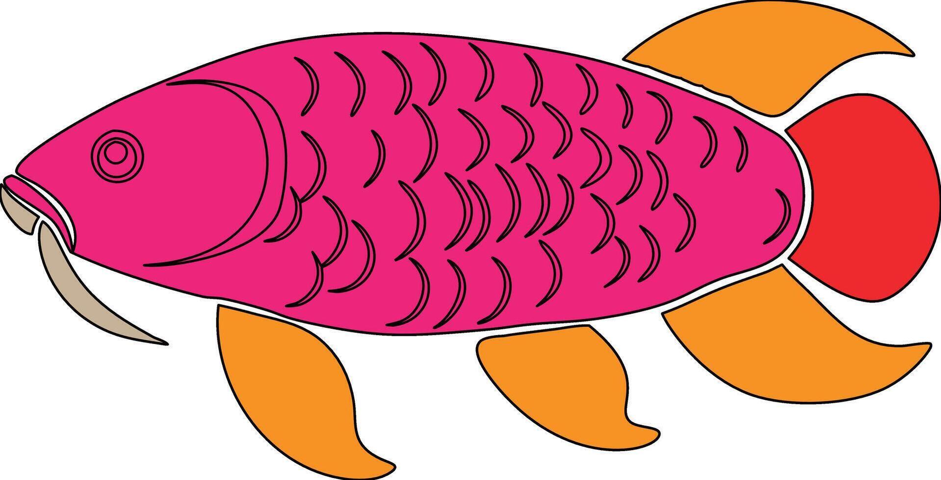 A cartoon fish with orange and pink fins vector