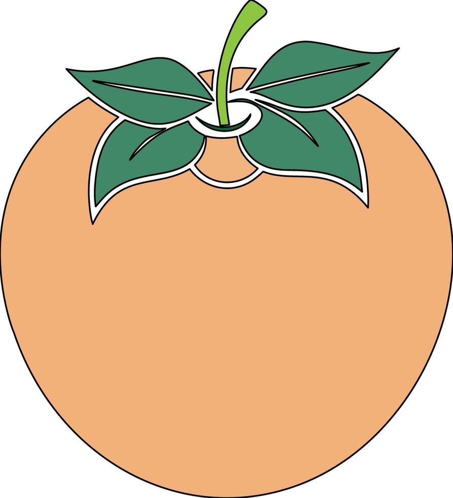 An orange with a green leaf on it vector