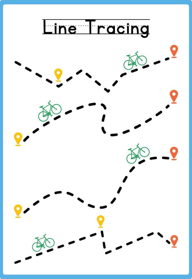 Tracing Line Worksheets for kids vector