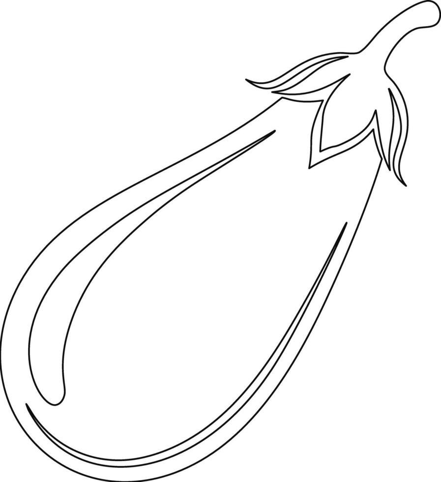 An eggplant is drawn in outline on a white background vector