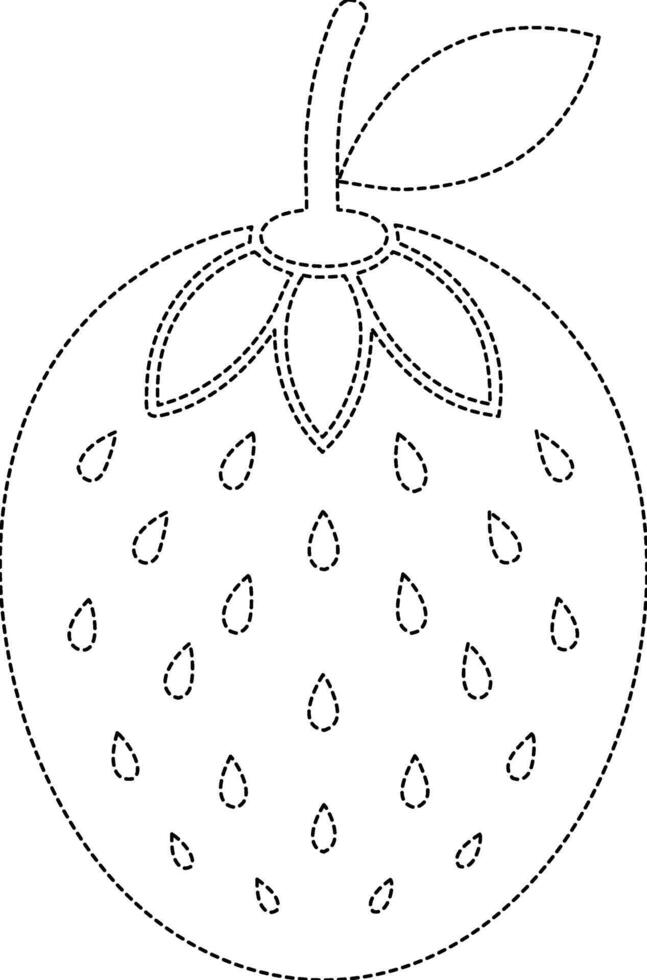 A strawberry coloring page with a line drawing of a strawberry vector