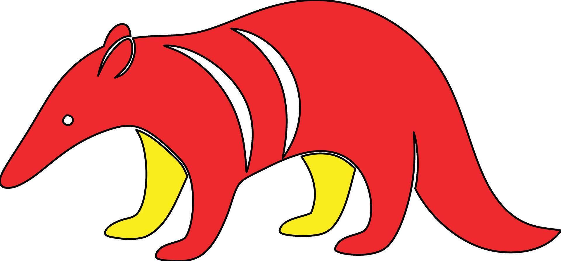 A red and yellow animal with a long tail vector
