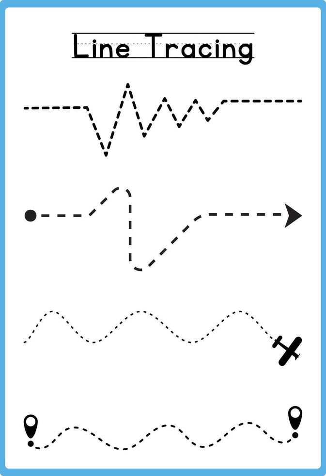 tracing line worksheets vector