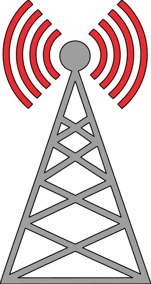 A radio tower with a red and gray symbol vector