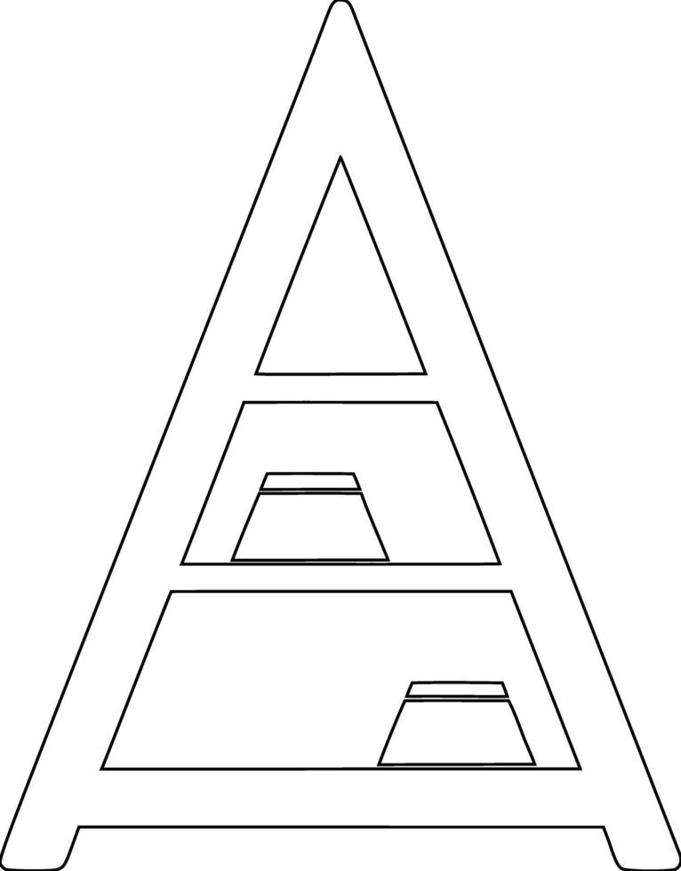 A triangle shaped shelf with two books on it vector