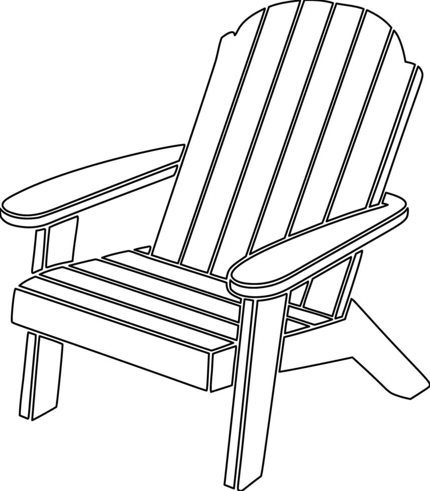 A drawing of a chair with a wooden frame vector