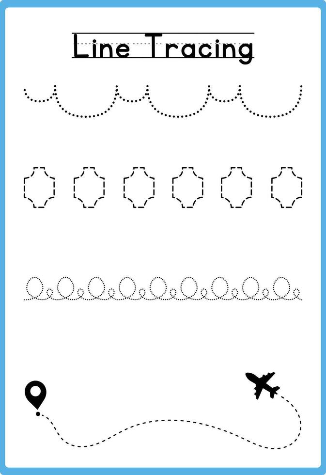 tracing line worksheets vector