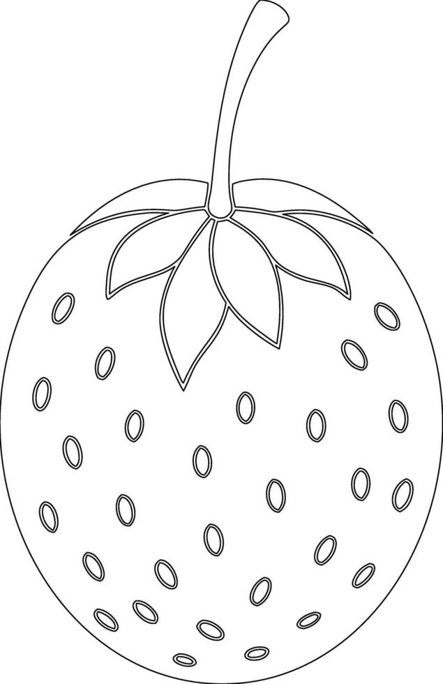 A strawberry coloring page with a black outline vector