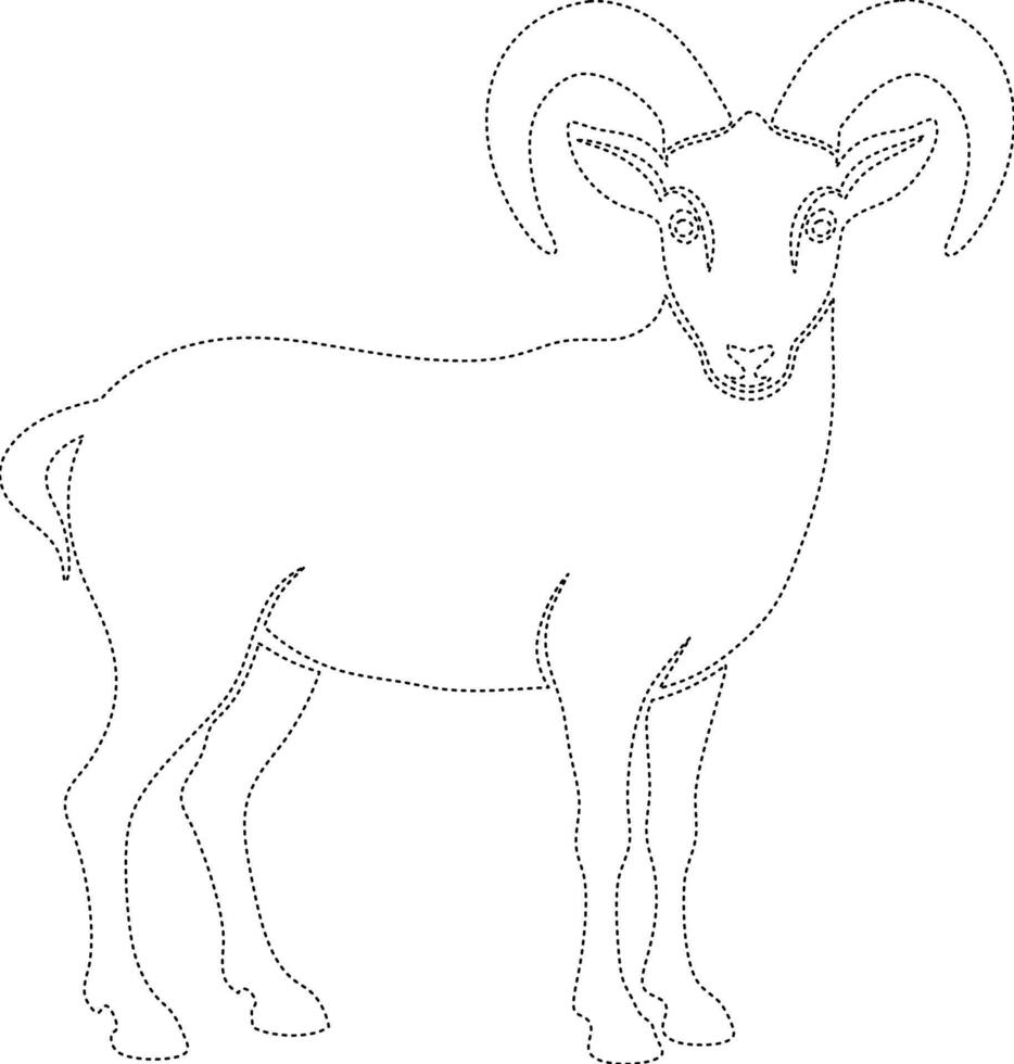 A ram coloring page with a line drawing of the animal vector