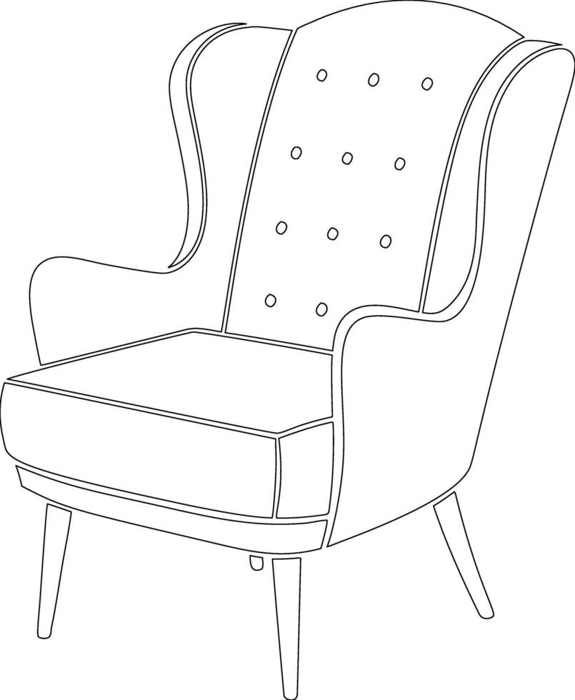 A line drawing of a wing chair vector