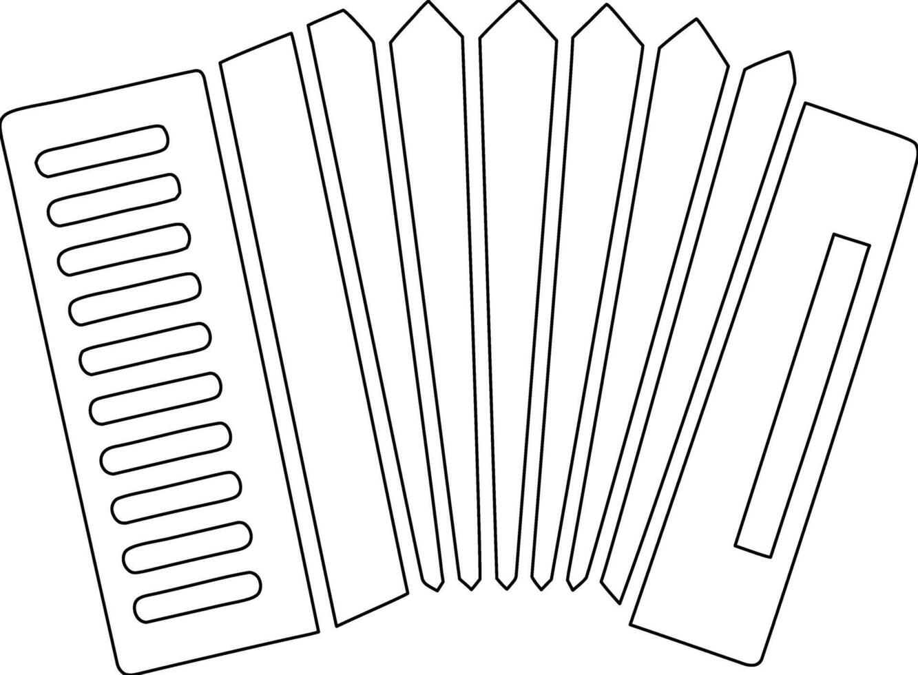 An accordion is shown in black and white vector