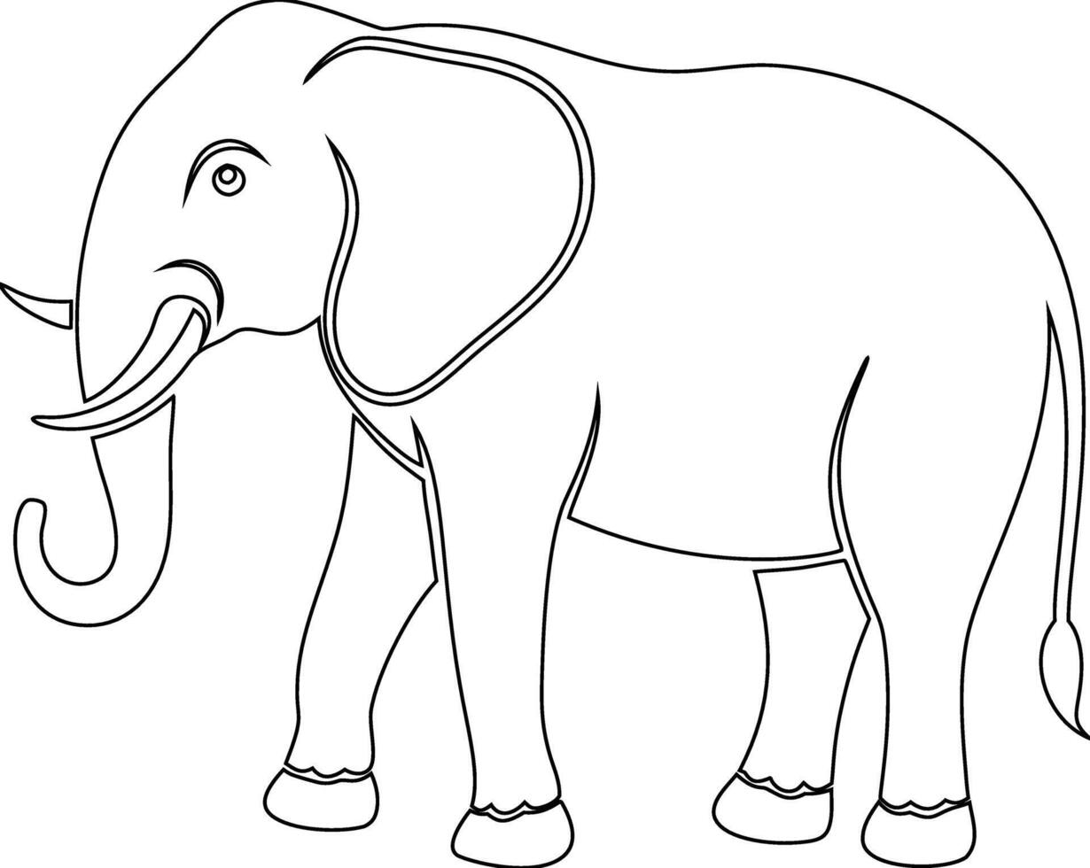 An elephant coloring page for kids vector