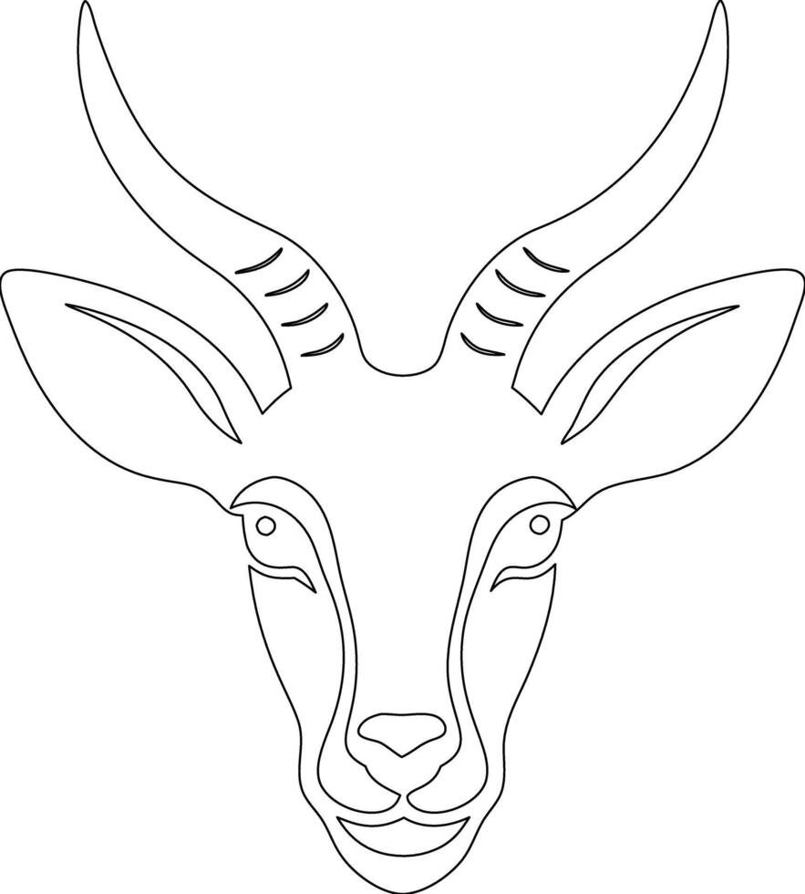 A black and white drawing of a deer head vector