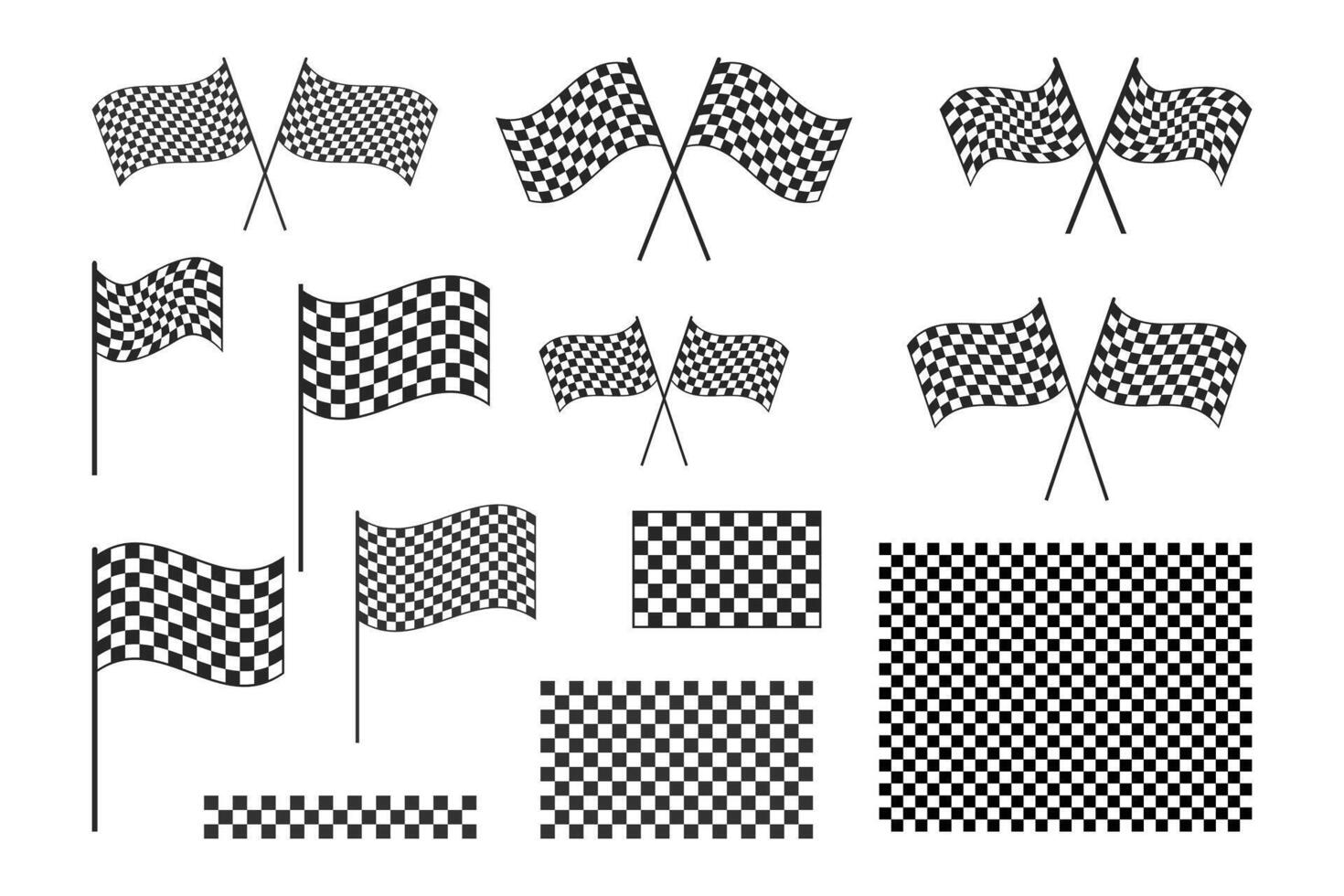 Racing flag icon set. Race flag, checkered, sports, car, moto. vector
