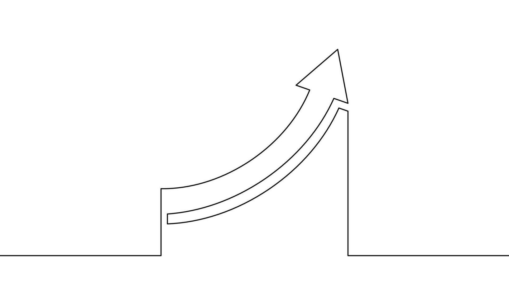 Continuous line drawing of chart and graph. Arrow up. Business growth. Bar icon. Object one line, single line art, illustration vector