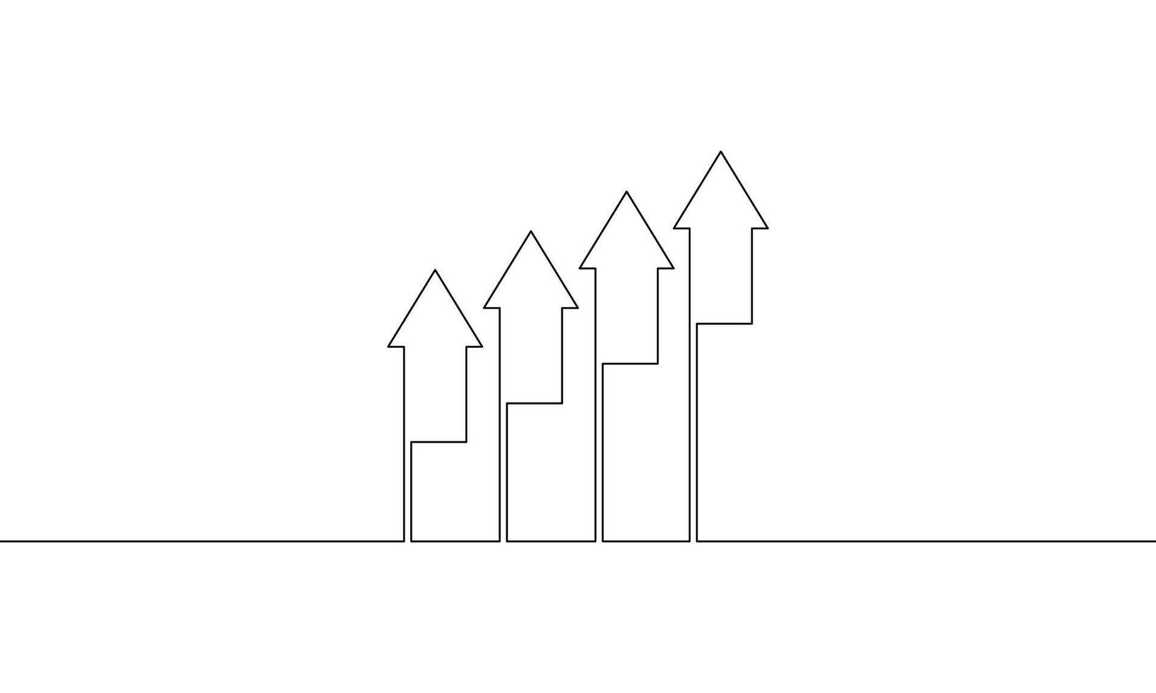 Continuous line drawing of graph business icon. bar chart, growth up, increase arrow, one line, single line art, illustration vector