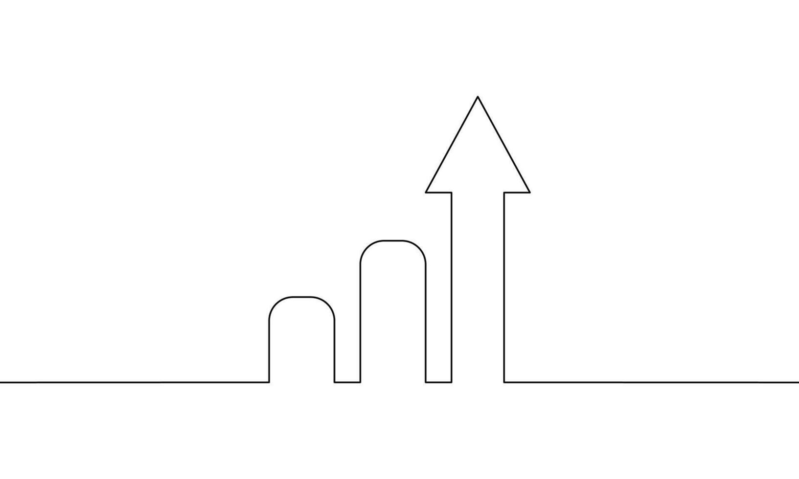 Continuous line drawing of incrasing arrow. Business growth. Bar chart icon. Arrow up outline. Object one line, single line art, illustration vector