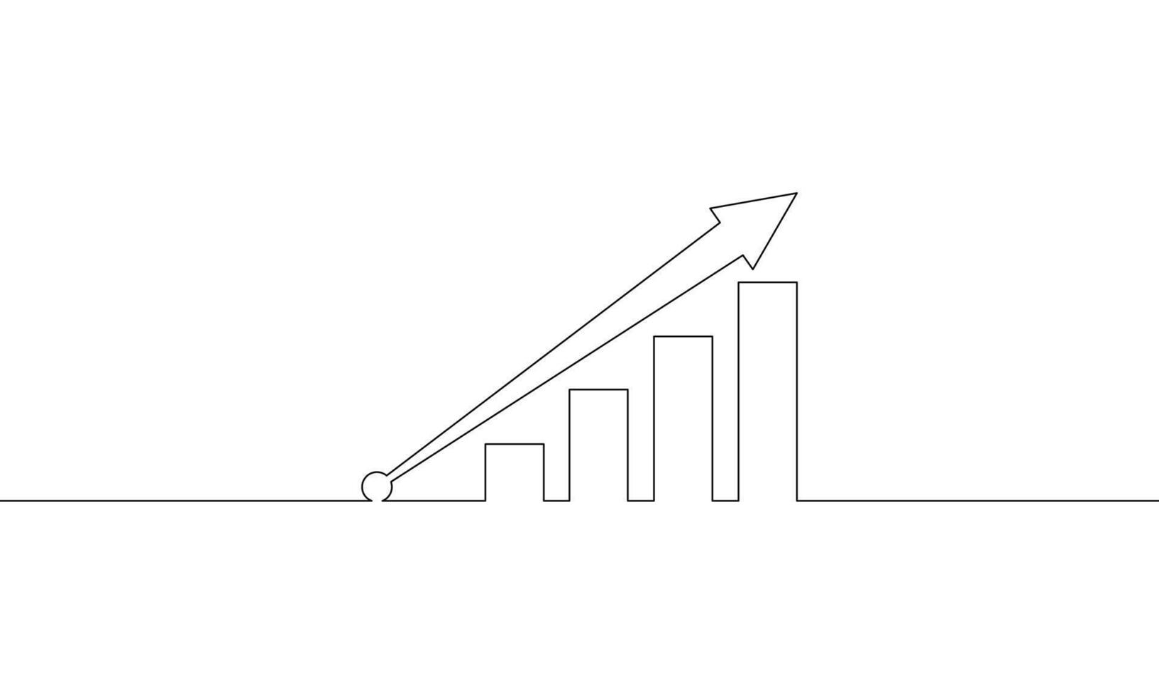 Continuous one line drawing of arrow up. Business growth graph in illustration . Single line art of increasing arrow. Bar chart icon sign symbol vector