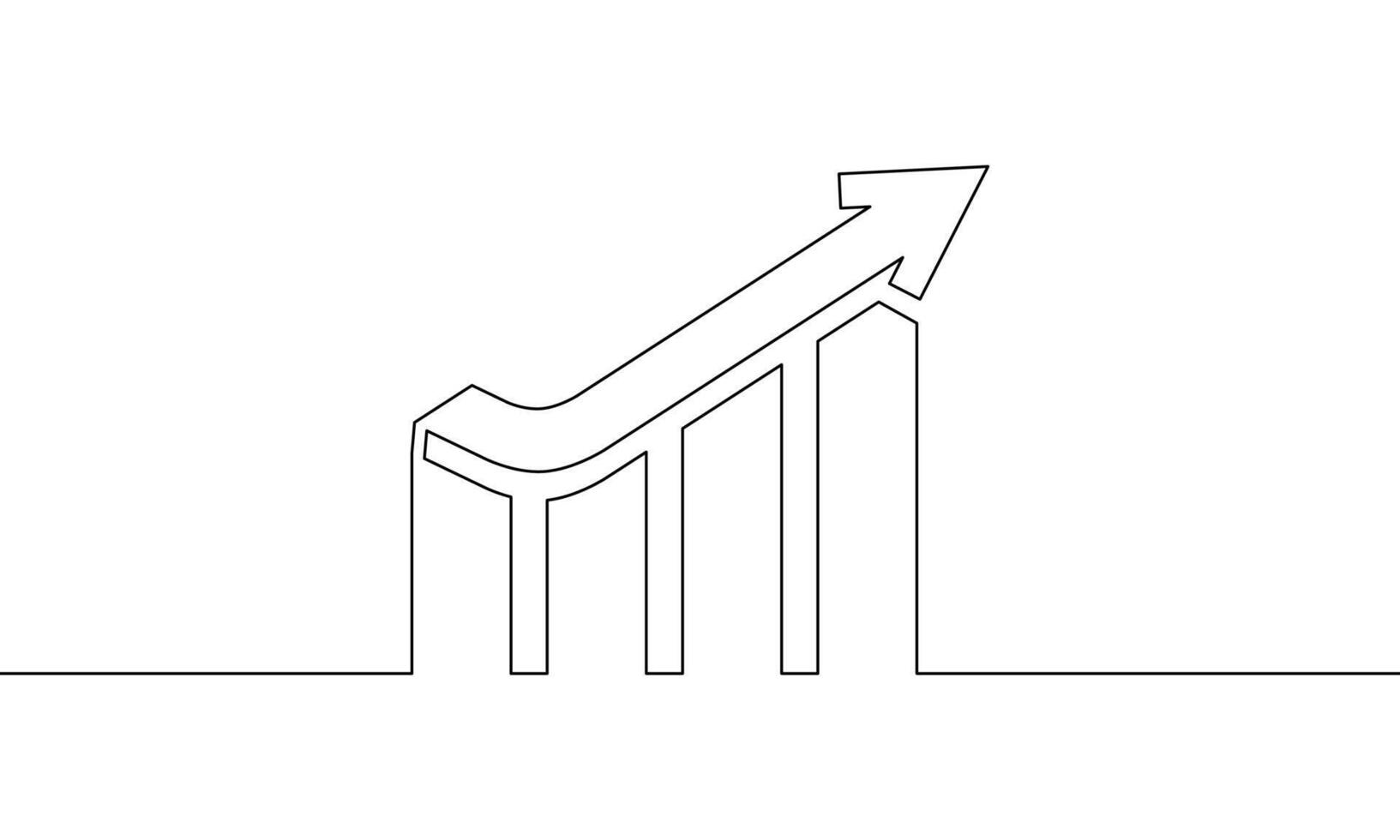 Continuous line drawing of graph icon. Business growth. Increasing arrow. Bar chart. Arrow up. Object one line, single line art, illustration vector