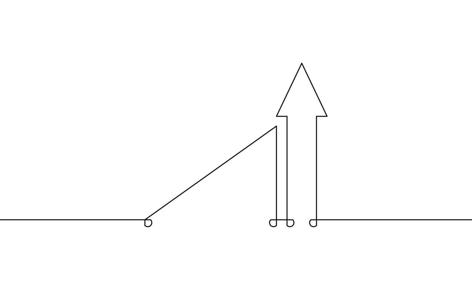 Illustration of arrow up. One continuous line drawing of graph. Increasing arrow sign symbol. Bar chart in single line art. Business growth icon vector