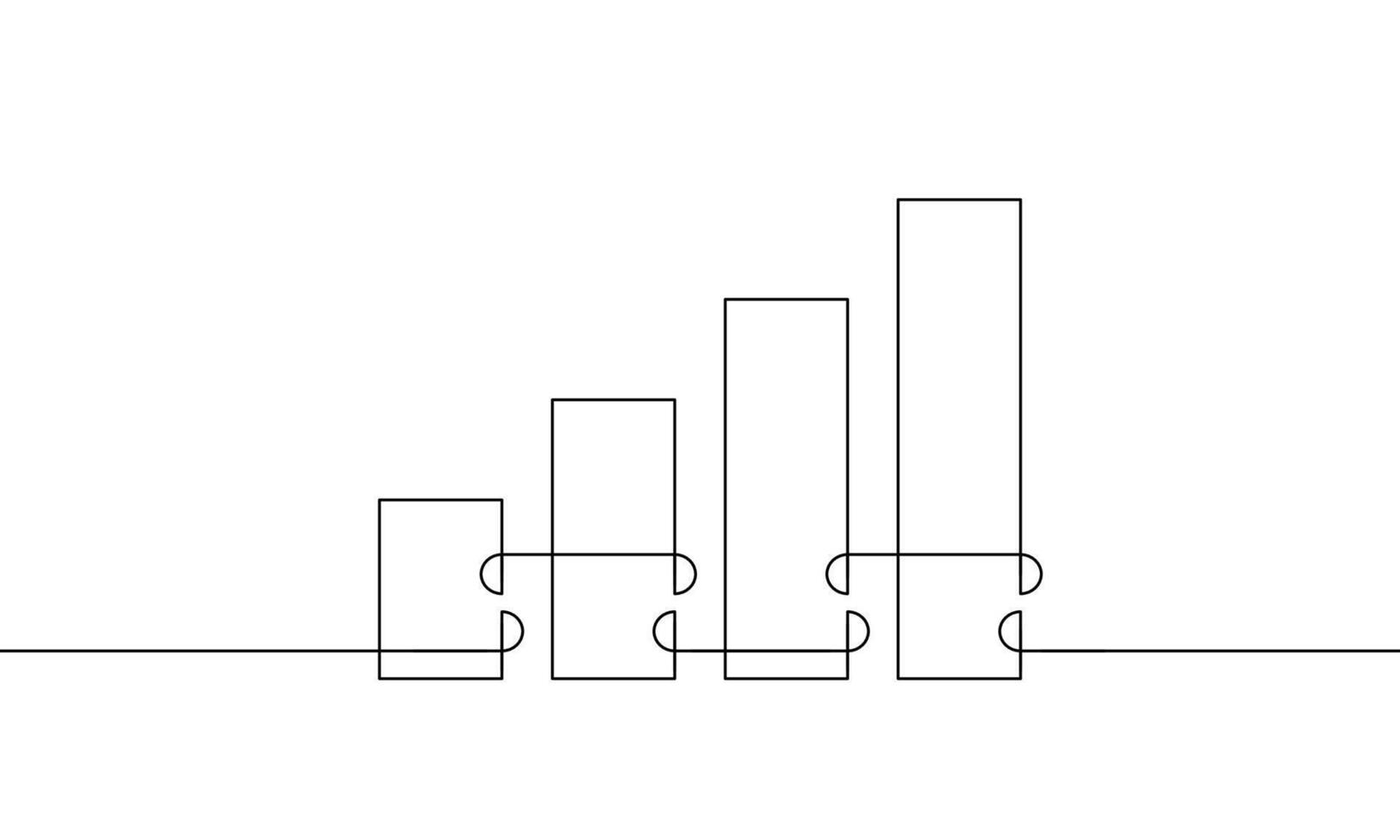 Illustration of arrow up. Continuous one line drawing of graph. Single line art of bar chart. Flat icon of increasing arrow. Sign symbol of business growth vector