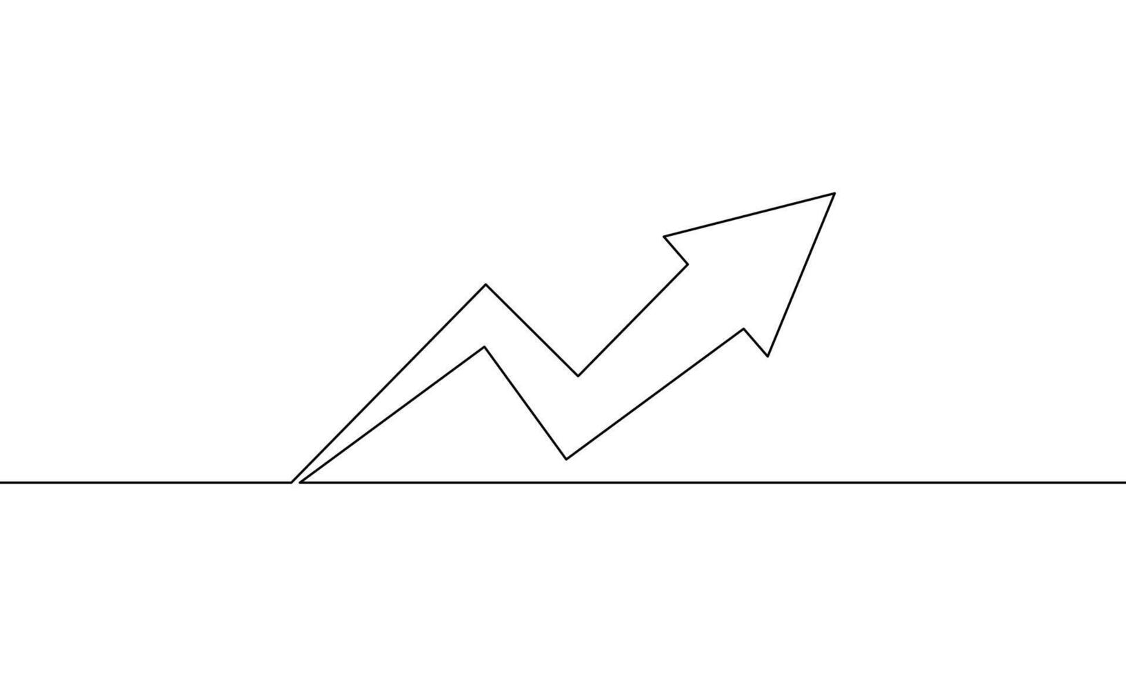 Continuous line drawing of arrow. Growth graph. Business arrow up. Bar chart, object one line, single line art, illustration vector