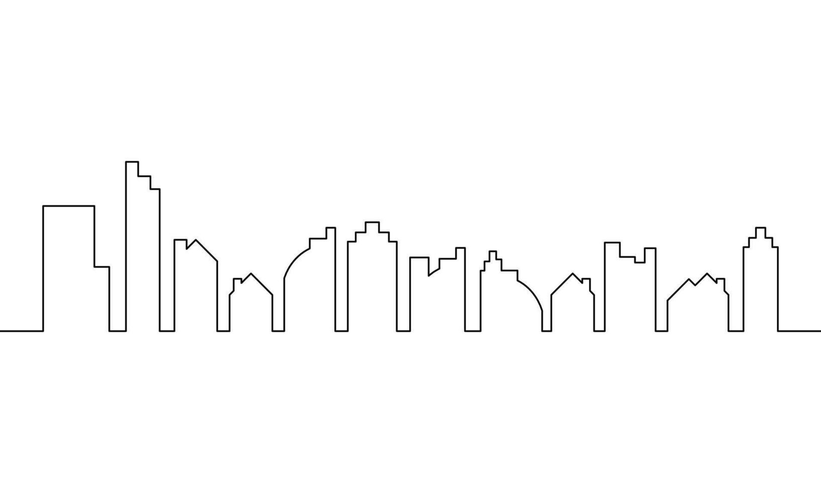 Continuous line drawing of city panorama. Cityscape outline, city landscape modern minimalist, object one line, single line art, illustration vector
