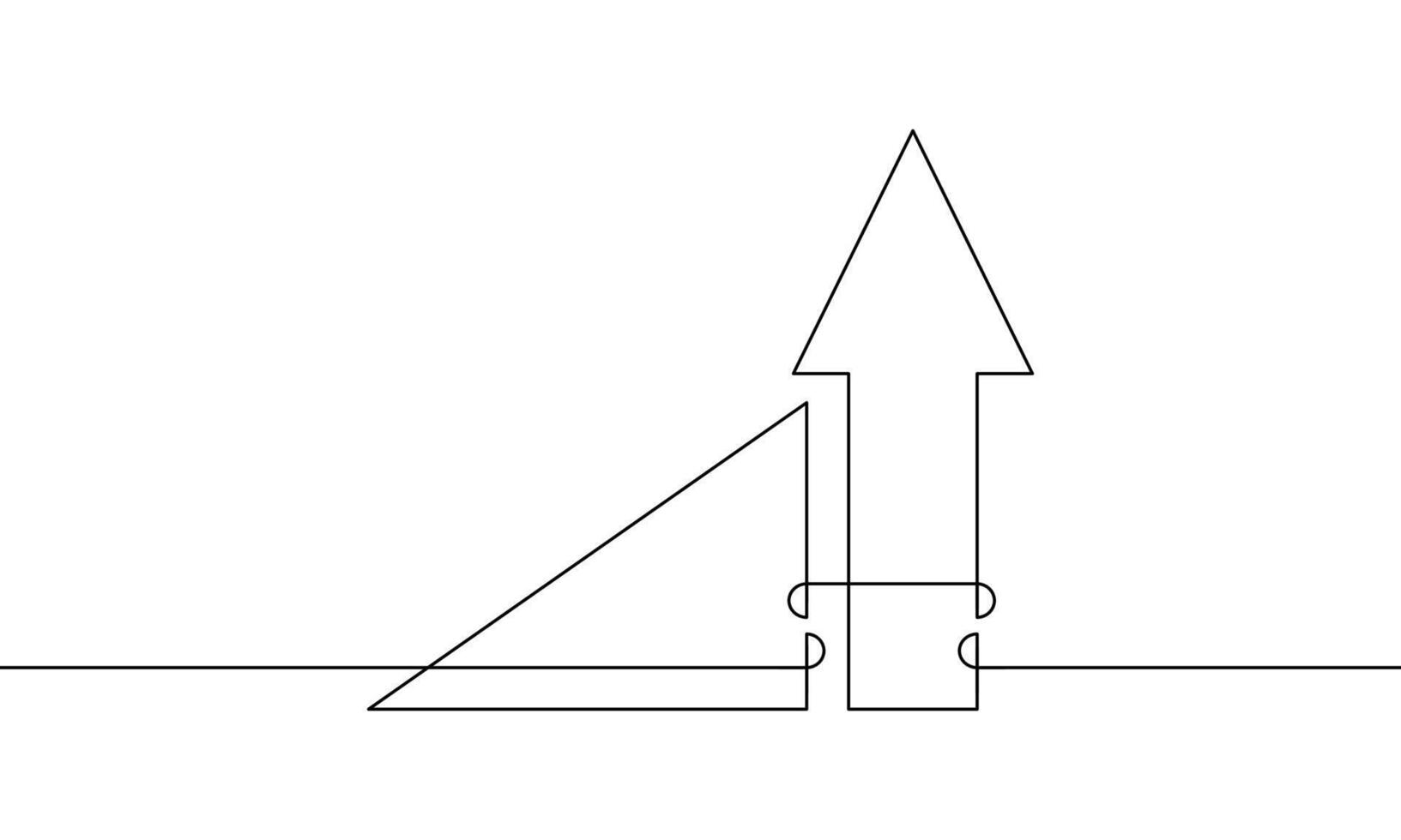 Continuous line drawing of grraph. Illustration of arrow up. Single line art of business growth. Object one line of bar chart. Sign symbol of increasing arrow. Flat icon vector