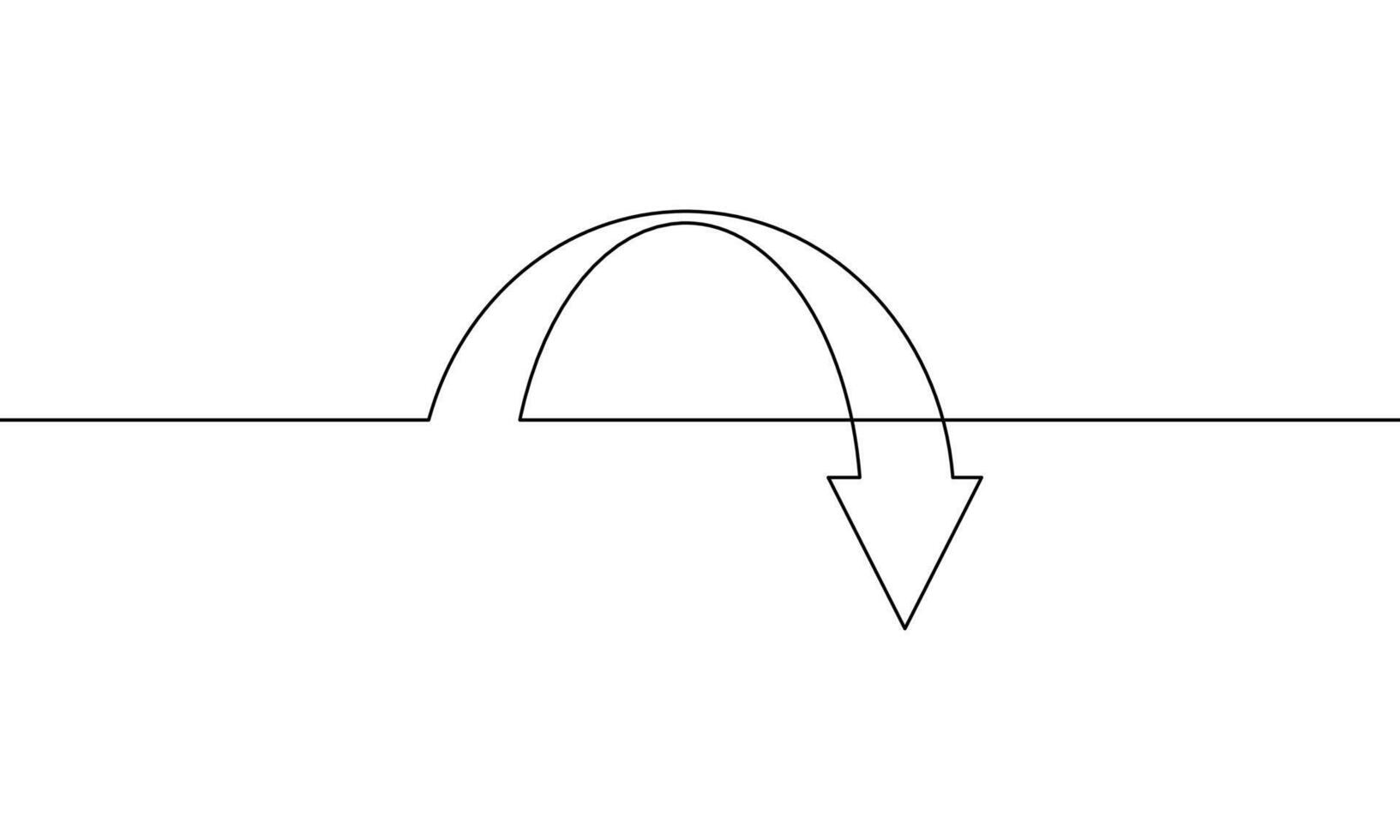 Continuous line drawing of arrow icon. Down graph. Arrow down. Bar chart. Object one line, single line art, illustration vector