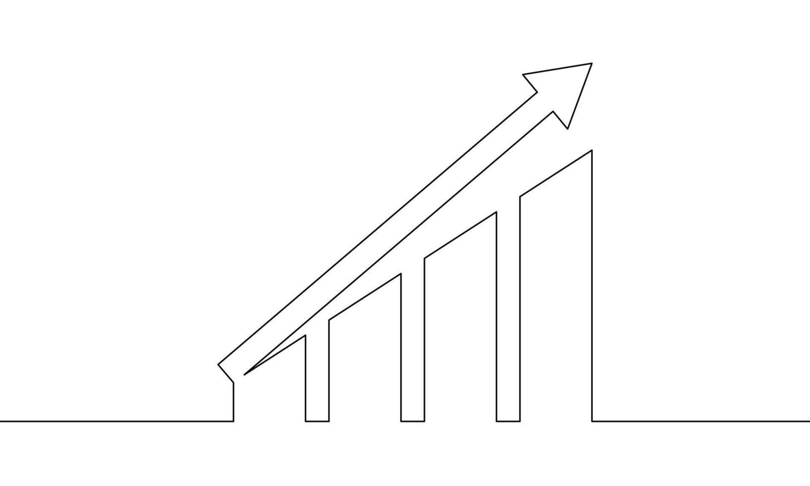 Continuous line drawing of graph business icon. Arrow down, graph down outline. Bar chart, object one line, single line art, illustration vector