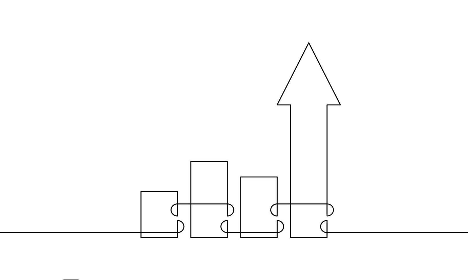Continuous line drawing of arrow up. Illustration of bar chart. Single line art of business growth. Object one line of graph. Bar chart sign symbol. flat Increasing arrow vector