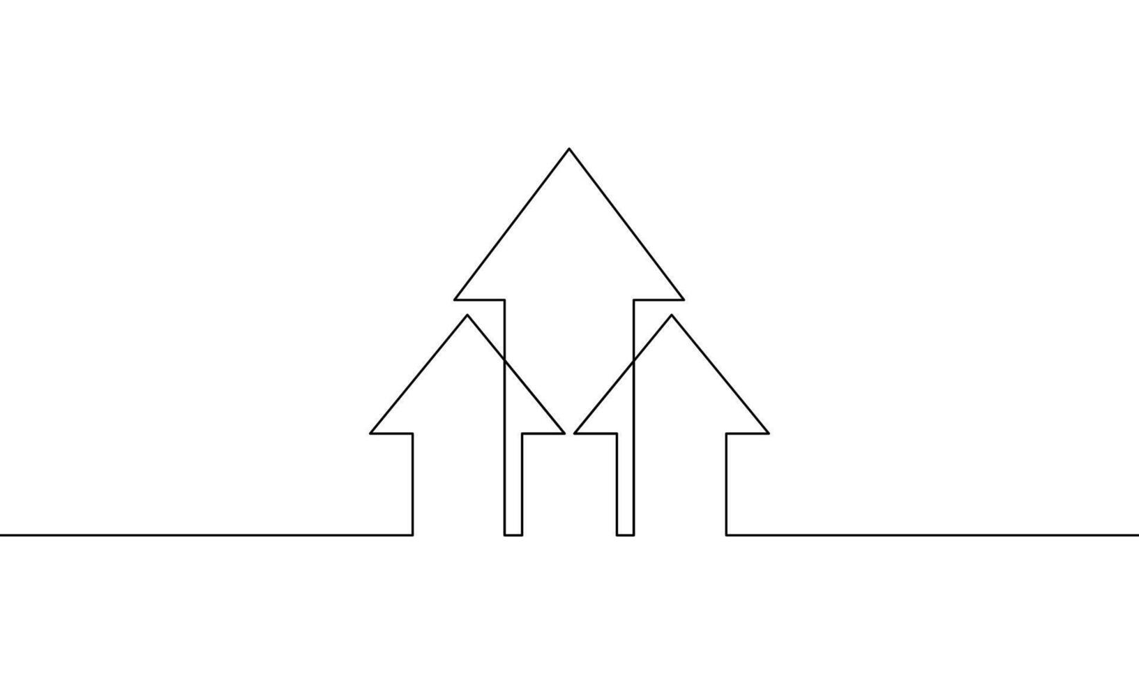 Continuous line drawing of arrow. arrow up icon. Growth graph business, bar chart, object one line, single line art illustration vector